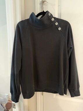 J. Crew Black Button-Shoulder Turtleneck Sweatshirt